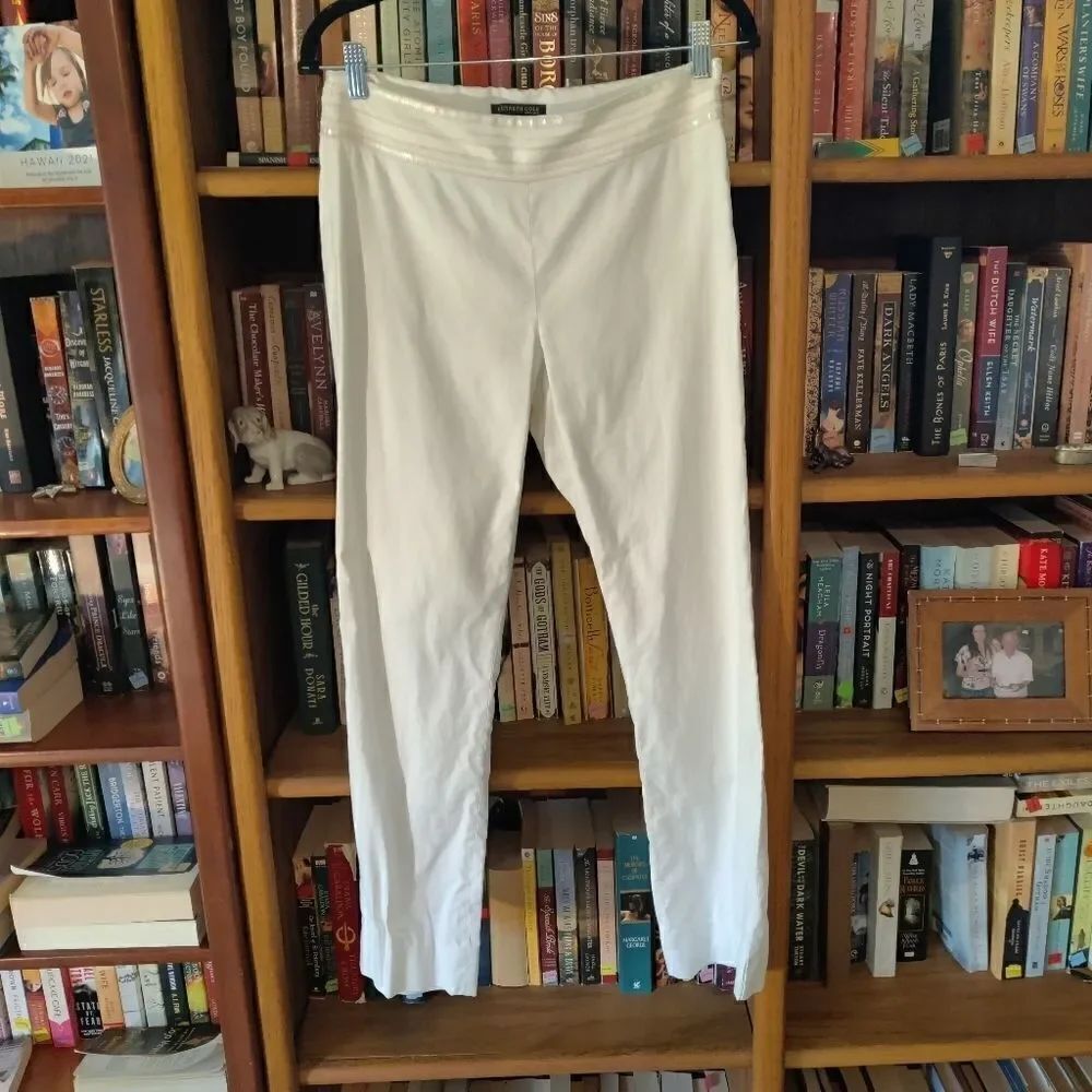 KENNETH Cole New York vintage white ankle length pants satin waist band sz 4 y2k